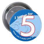 Azul - esfuércese para 5 botones pin