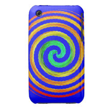 Azul espiral de neón iPhone 3 Case-Mate fundas