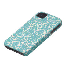 Azul francés del damasco de la antigüedad del vint iPhone 4 funda