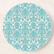 Azul francés del damasco de la antigüedad del vint posavasos personalizados