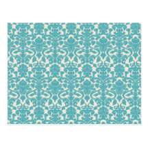 Azul francés del damasco de la antigüedad del vint tarjetas postales