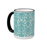 Azul francés del damasco de la antigüedad del vint taza de café