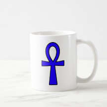 Azul jeroglífico egipcio de la llave de la vida de taza de café