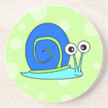 Azul lindo del dibujo animado del caracol con el f posavasos personalizados