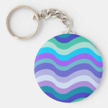 Azul maravilloso, púrpura y líneas onduladas model llavero personalizado