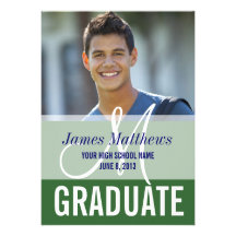 Azul moderno, foto graduada del verde comunicado personalizado