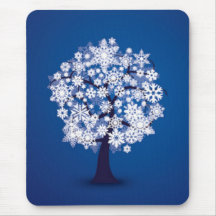 Azul Mousepad del árbol de los copos de nieve