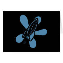 Azul negro retro de Splat Rocket Felicitación