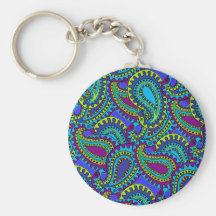Azul Paisley de la MOD Llaveros