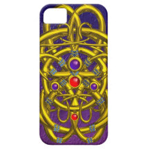 Azul púrpura de los DRAGONES GEMELOS iPhone 5 Cárcasa