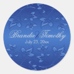 Azul real 1,5" floral pegatina redondo del boda