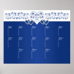 Azul real, poster floral blanco del asiento de la 