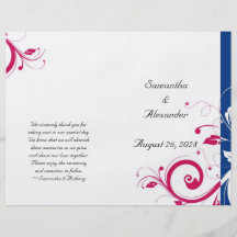 Azul real/programa plegable del remolino fucsia tarjetas publicitarias