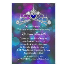Azul rosado púrpura Quinceanera del trullo Comunicados Personalizados