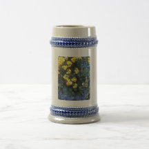 Azul y amarillo taza de café