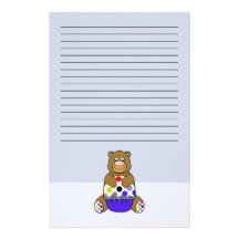 Azul y oso de Brown Polkadot Papelería De Diseño
