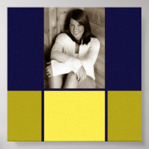 Azul y poster del autógrafo de la graduación del o