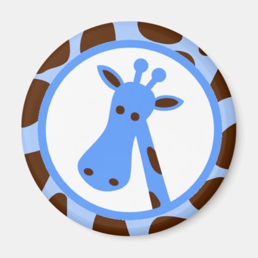 Azul y puntos de la jirafa de Brown y cabeza de la Iman Para Frigorífico