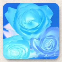 Azules imagen invertida tres rosas posavaso