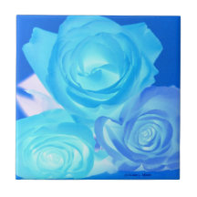 Azules imagen invertida tres rosas teja cerámica