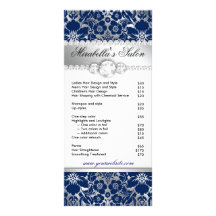Azules marinos florales del damasco de la tarjeta  tarjetas publicitarias personalizadas