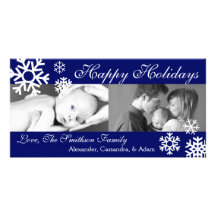 Azules marinos múltiples de Photocard del navidad  Tarjetas Con Fotos Personalizadas