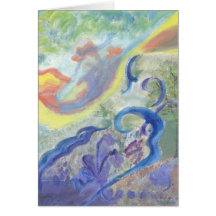azules suaves y amarillos en "notecard del tacto d felicitacion 