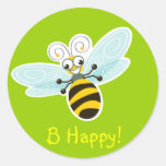 ¡_B de la abeja de Wing-Nutz™_Bumble (zumbido) fel Pegatinas Redondas
