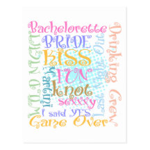 Bachelorette (texto espiral) postal