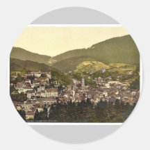 Baden-Baden, visión general con el castillo, Baden Etiquetas