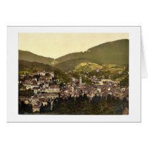 Baden-Baden, visión general con el castillo, Baden Tarjeta