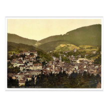 Baden-Baden, visión general con el castillo, Baden Tarjeta Postal