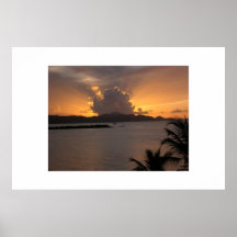 BAHÍA DE CRUZ DE LA PUESTA DEL SOL POSTERS