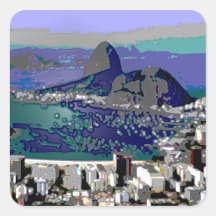 Bahía de SugarLoaf y de Guanabara Calcomanías Cuadradas