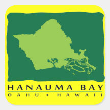 Bahía Hawaii de Hanauma Pegatina Cuadradas Personalizadas