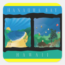 Bahía Hawaii de Hanauma Pegatinas Cuadradas