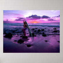 Bailarín en el poster de la orilla de la playa