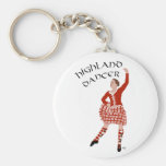Bailarín escocés de la montaña en rojo llavero personalizado