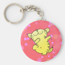 Bailarín tonto del gatito llaveros personalizados