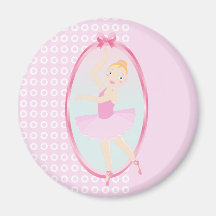 Bailarina bonita en rosa iman de frigorífico