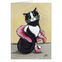 Bailarina bonita - tarjeta del arte del gato
