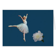 Bailarina en tarjeta azul, blanca del Peony
