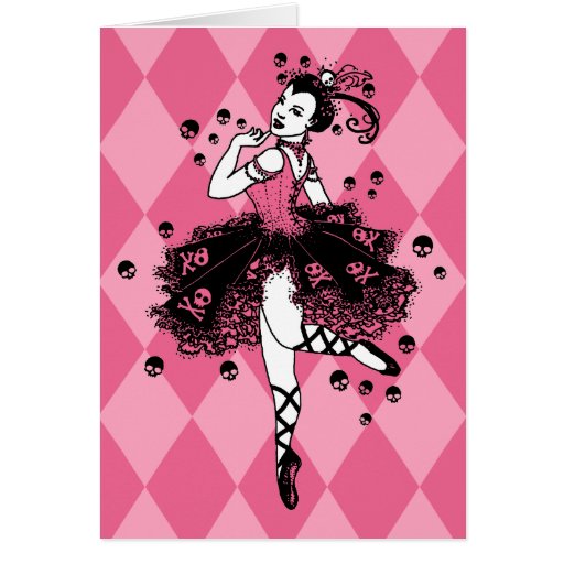 Bailarina gótica en rosa tarjetón