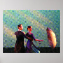 Bailarines con el paraguas (tono medio) poster