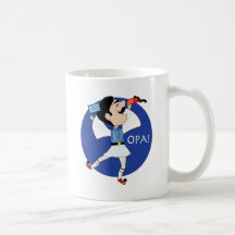 ¡Baile de Evzone del Griego con la bandera OPA! Tazas De Café