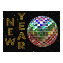 Baile de la bola de espejo del Año Nuevo Anuncio Personalizado
