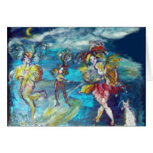 BAILE Y MÚSICA EN la NOCHE, mascarada veneciana Tarjeta