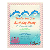 Bajo fiesta de cumpleaños de la invitación del mar