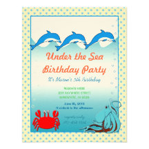 Bajo fiesta de cumpleaños de la invitación del mar