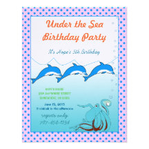 Bajo fiesta de cumpleaños de la invitación del mar